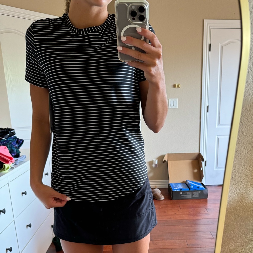 Lululemon shirt, size 4, stripped black and white